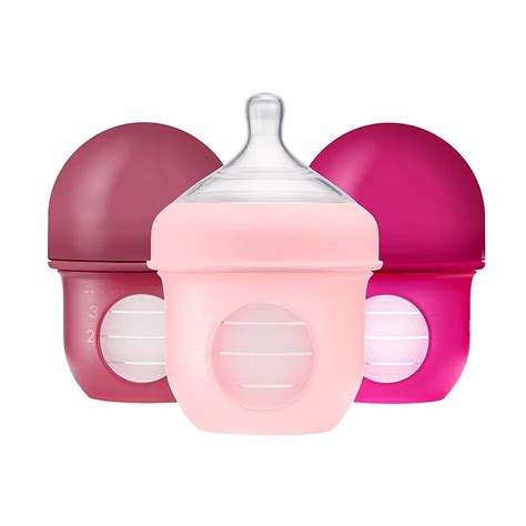 Boon Nursh Silicone Baby Bottles with Collapsible Silicone Pouch。